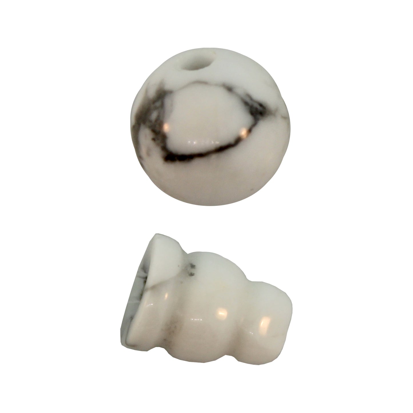 10X8mm & 10mm White Howlite Plain 3 Hole (1) & Guru (1) Beads