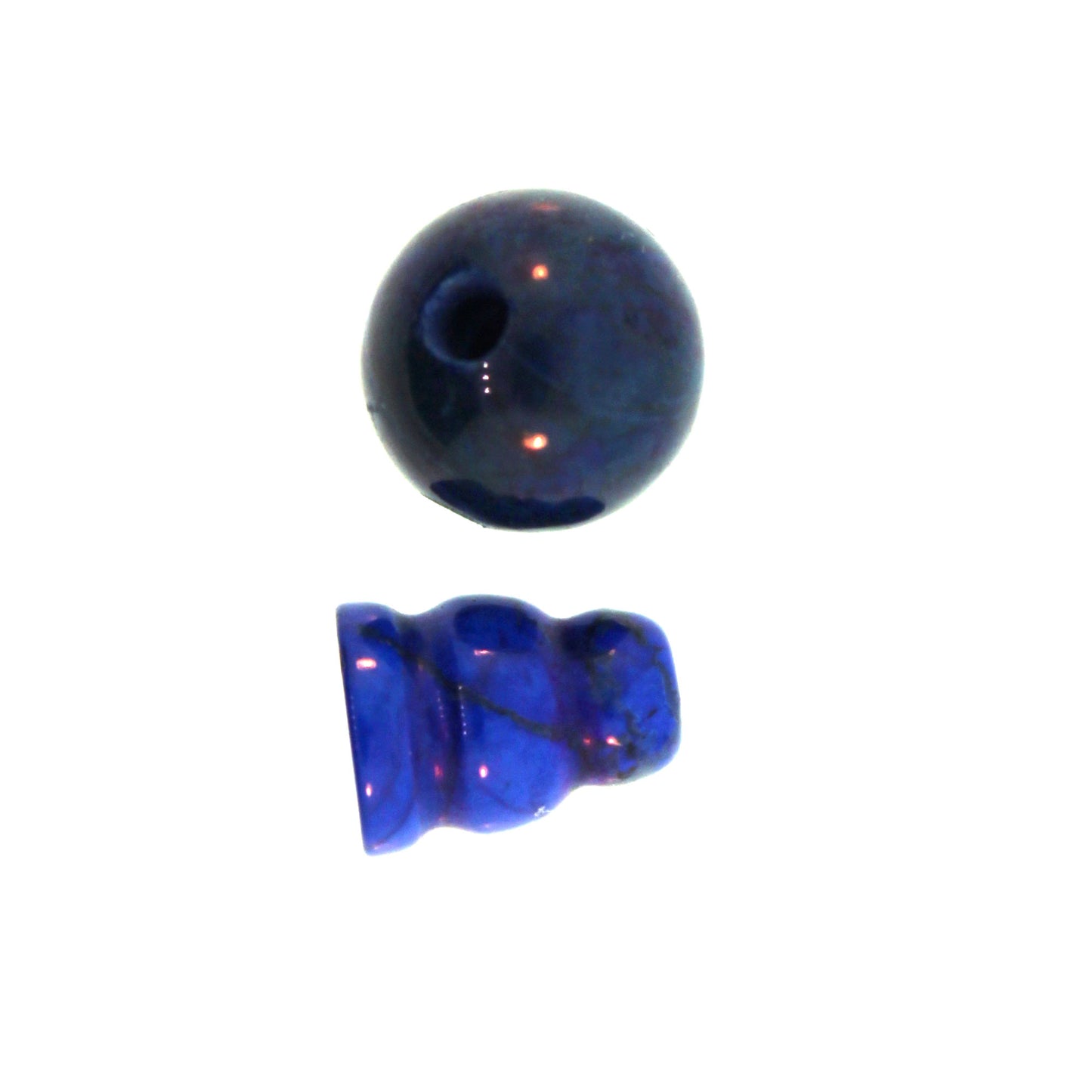 10X8mm & 10mm Lapis Howlite Plain 3 Hole (1) & Guru (1) Beads