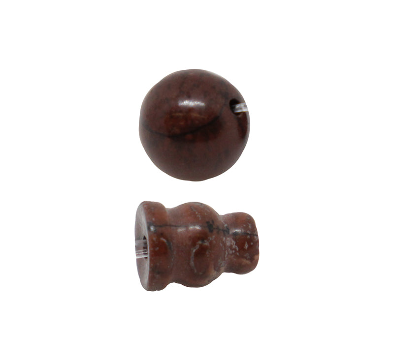 10X8mm & 10mm Picture Agate Plain 3 Hole (1) & Guru (1) Beads