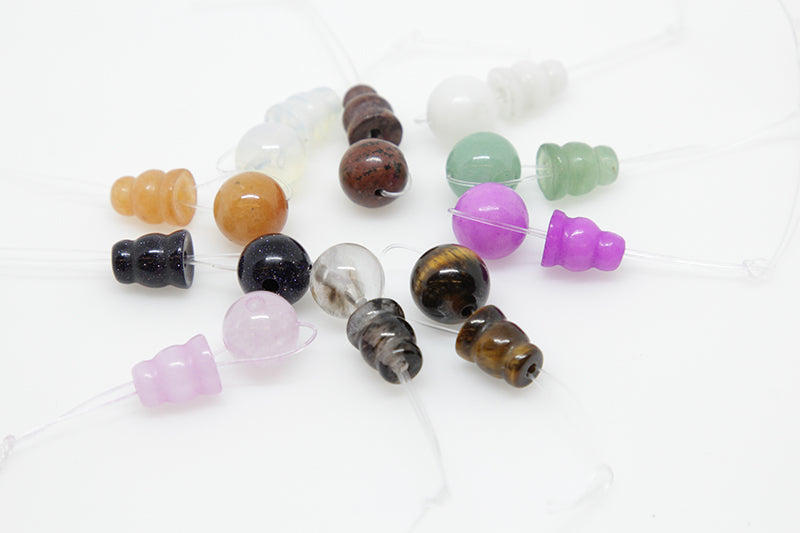 10X8mm & 10mm Assorted Stones (Mix B) Plain 3 Hole (1) & Guru (1) Beads