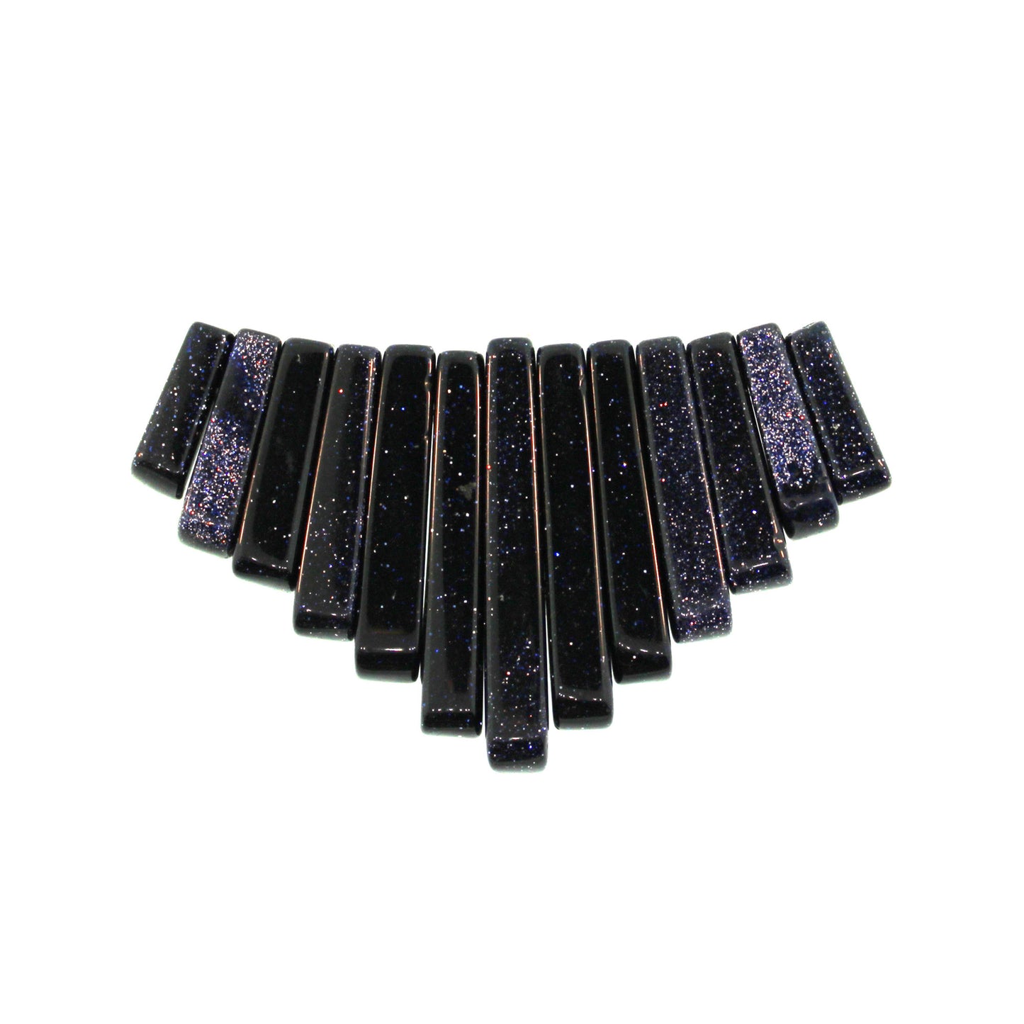 Graduated Blue Goldstone Man Made Plain 13 Pcs Collar Beads