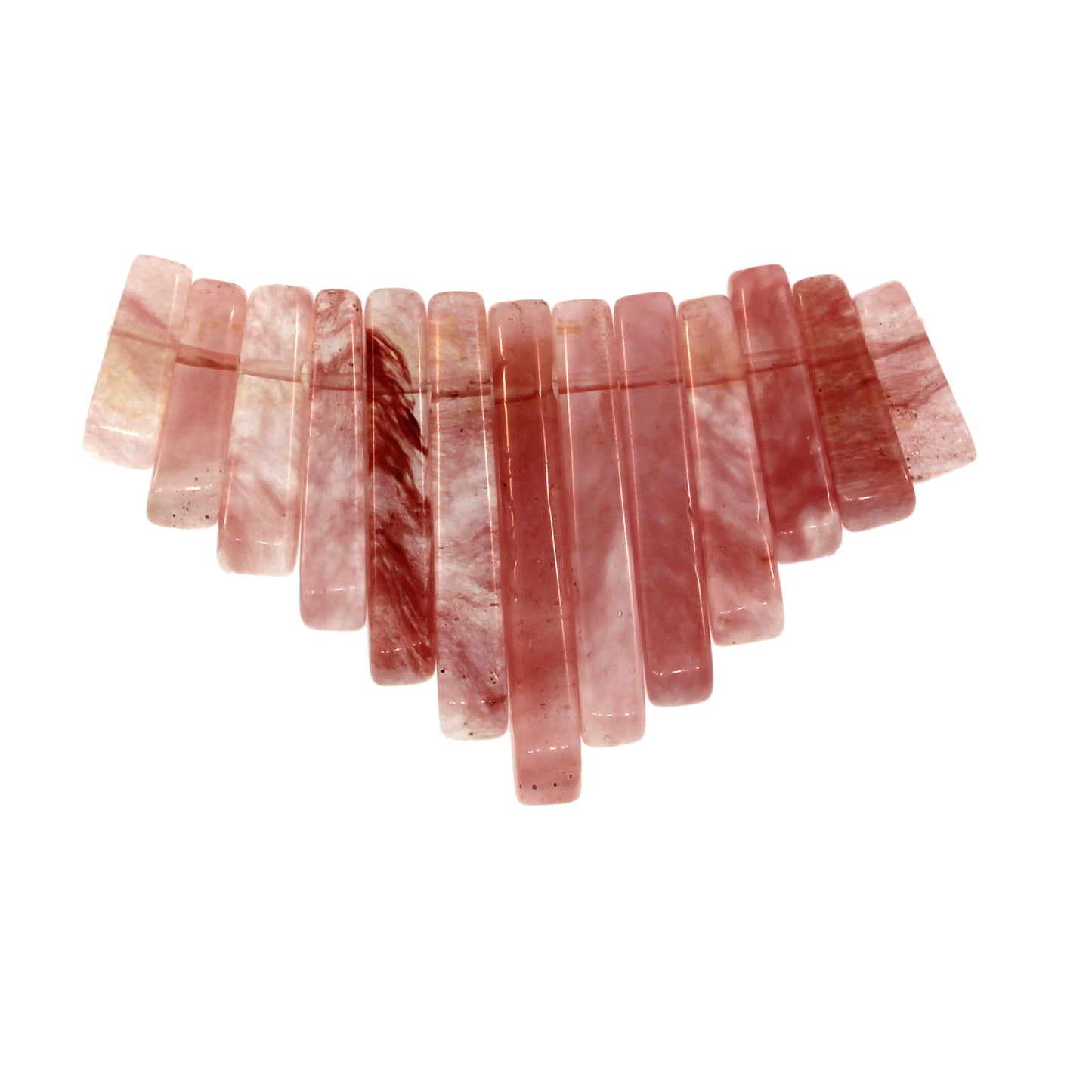 Graduated Cherry Quartz Glass Plain 13 Pcs Collar Beads
