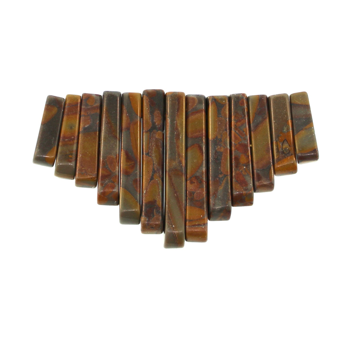 Graduated Bamboo Jasper Natural Plain 13 Pcs Collar Beads