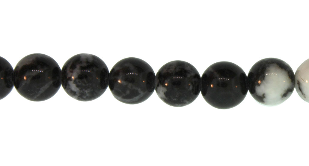 15.5 inch - 16 inch 4mm Black Zebra Jasper Natural Plain Round Beads