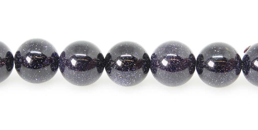 15.5 inch - 16 inch 8mm Blue Goldstone Man Made Glass Plain Round Beads