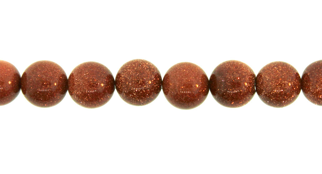 15.5 inch - 16 inch 4mm Brown Goldstone Man Made Glass Plain Round Beads