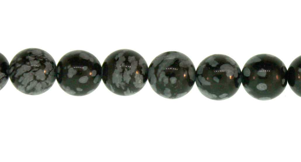 15.5 inch - 16 inch 4mm Snowflake Obsidian Plain Round Beads