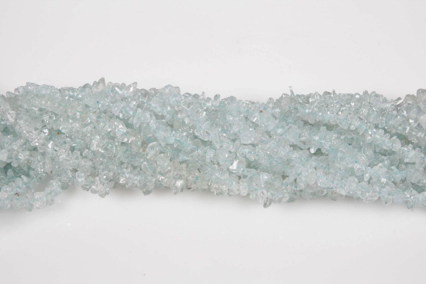 36 inch Aqua. Glass Plain Chip Beads