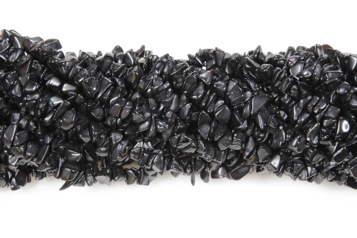 36 inch Black Stone Plain Chip Beads