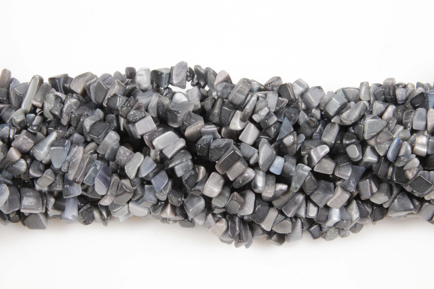 36 inch Black Fiber Optic Synthetic Plain Chip Beads