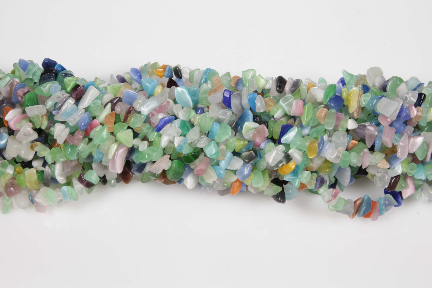 36 inch Multicolor Fiber Optic Synthetic Plain Chip Beads