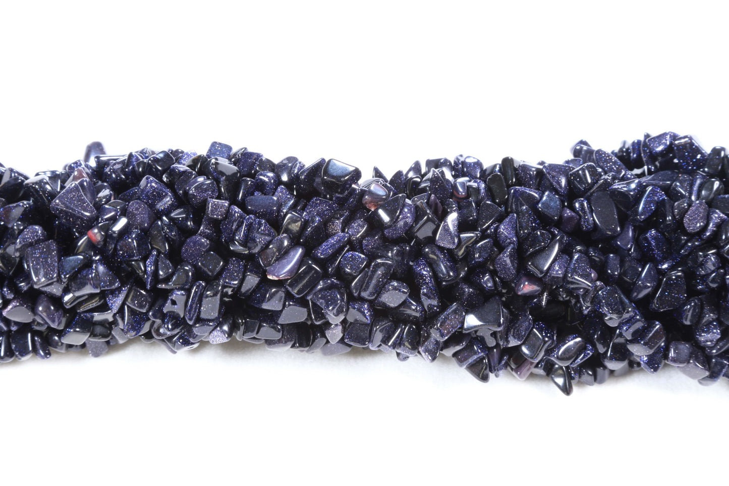 36 inch Blue Goldstone Man Made Plain Chip Beads