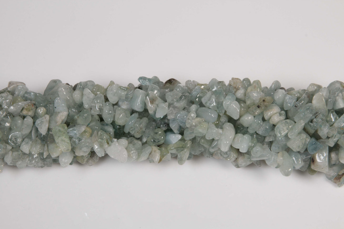 36 inch Aquamarine Plain Chip Beads