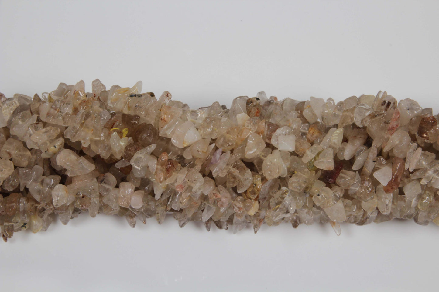 36 inch Rutilated Quartz Glass Plain Chip Beads