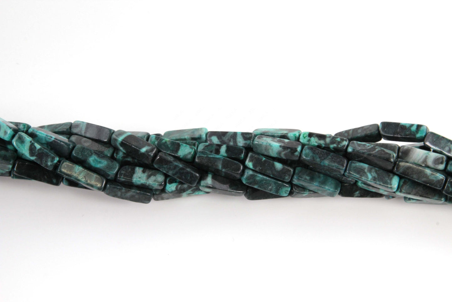 16 inch 4X13mm Malachite Jasper Plain Square Tube Beads