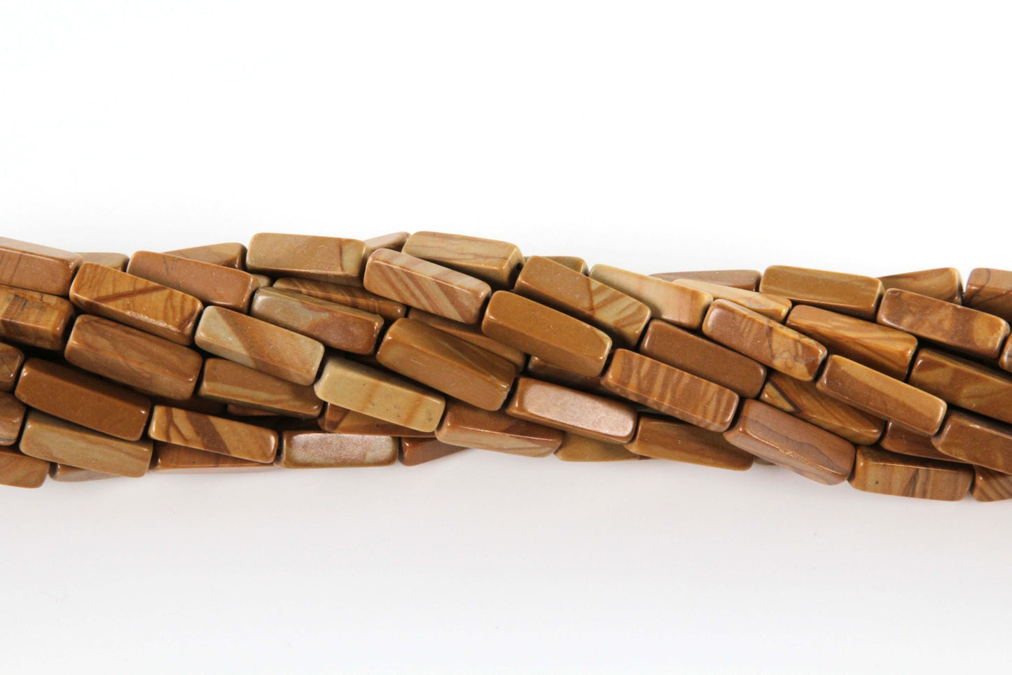 16 inch 4X13mm Scenic Jasper Plain Square Tube Beads