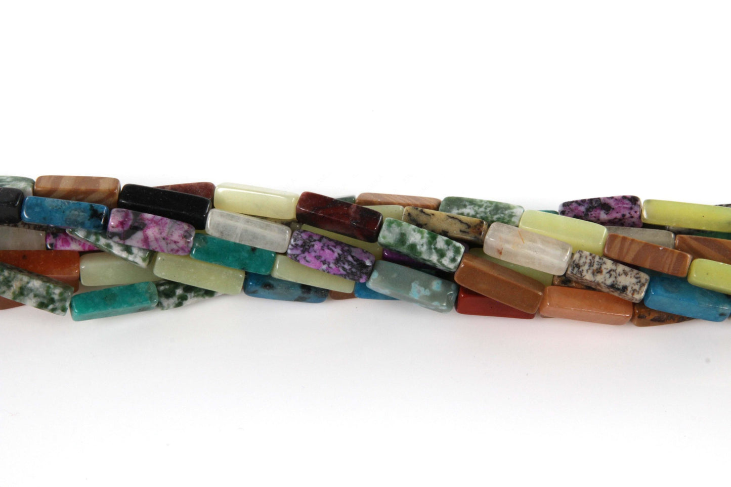 16 inch 4X13mm Mix Stones Plain Square Tube Beads