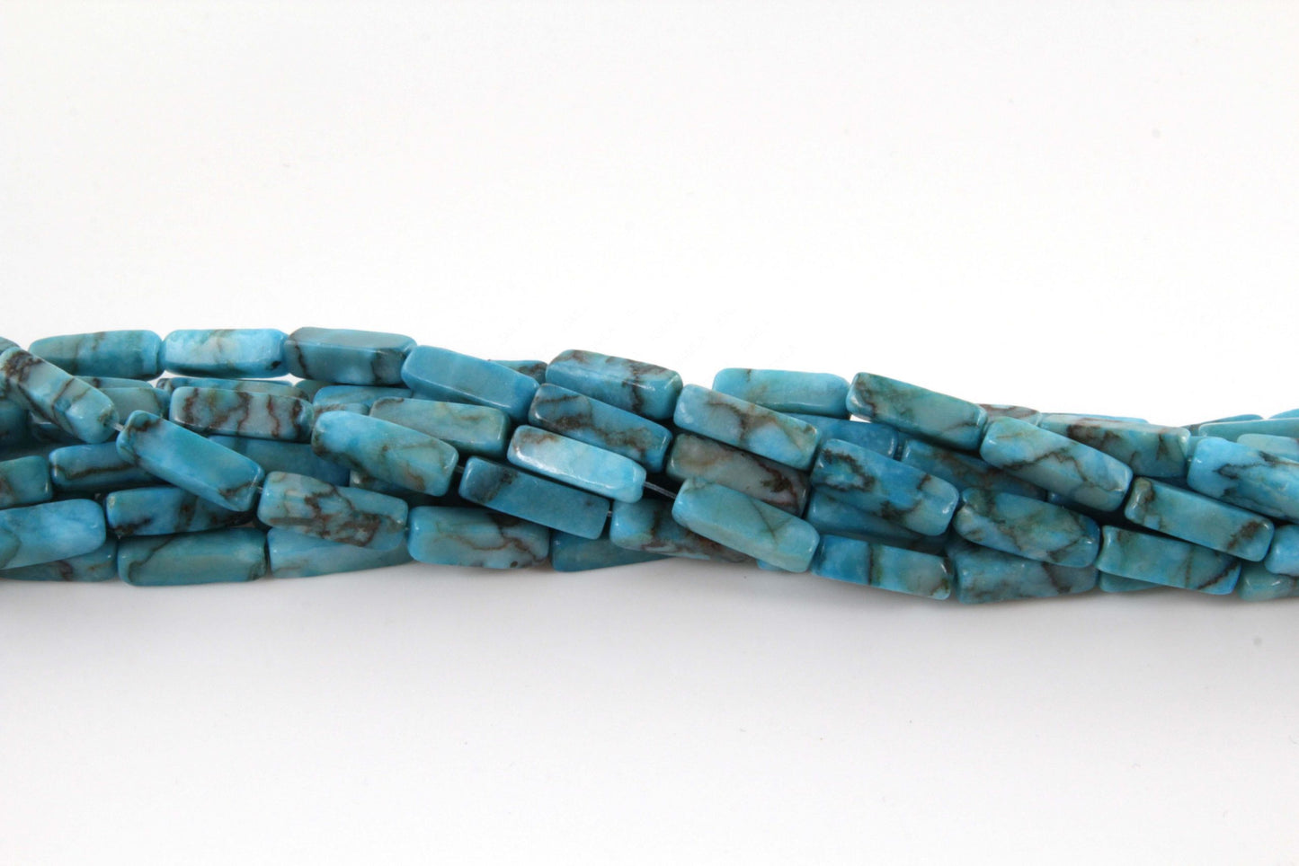 16 inch 4X13mm Turquoise Stone Plain Square Tube Beads