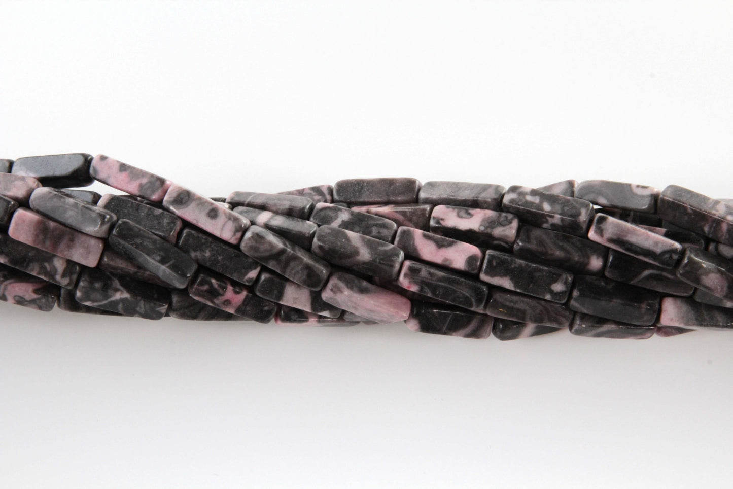 16 inch 4X13mm Pink Crazy Lace Jasper Plain Square Tube Beads