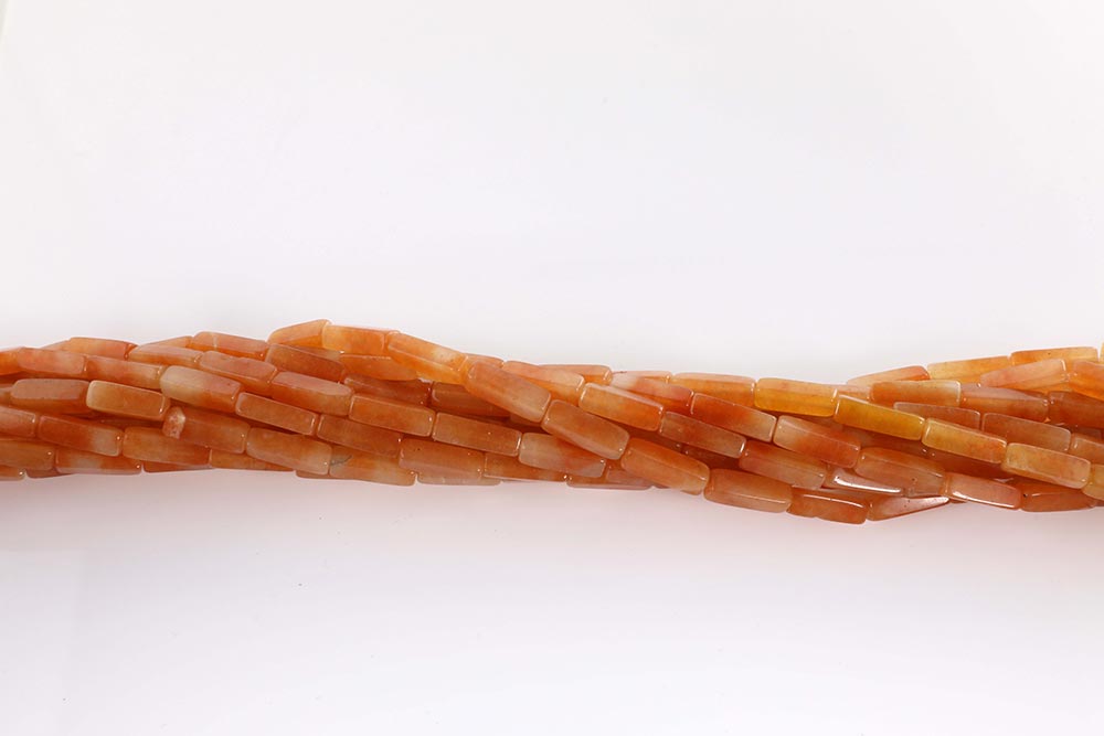 16 inch 4X13mm Red Aventurine Plain Square Tube Beads