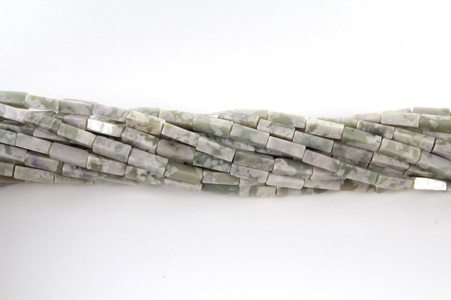 16 inch 4X13mm Peace Jasper Plain Square Tube Beads