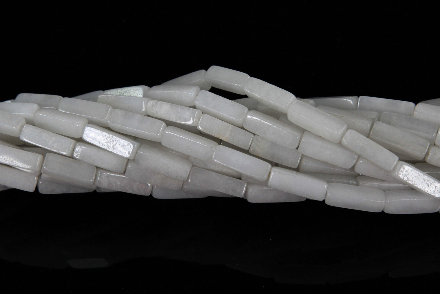 16 inch 4X13mm Snow Quartz Plain Square Tube Beads