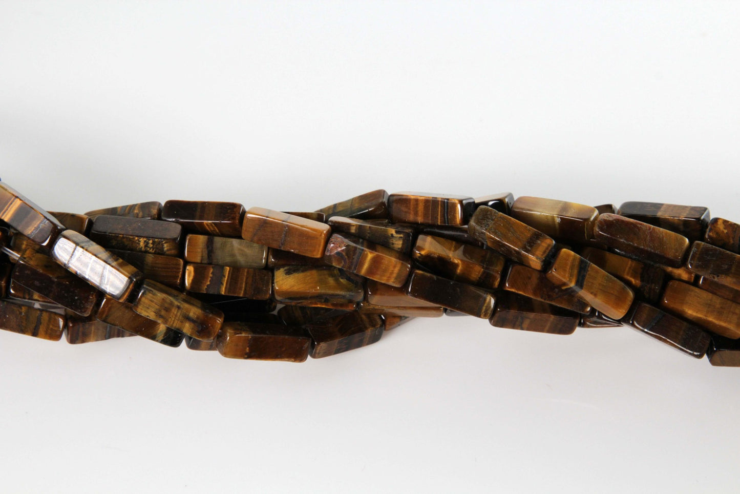 16 inch 4X13mm Brown Tiger Eye Plain Square Tube Beads