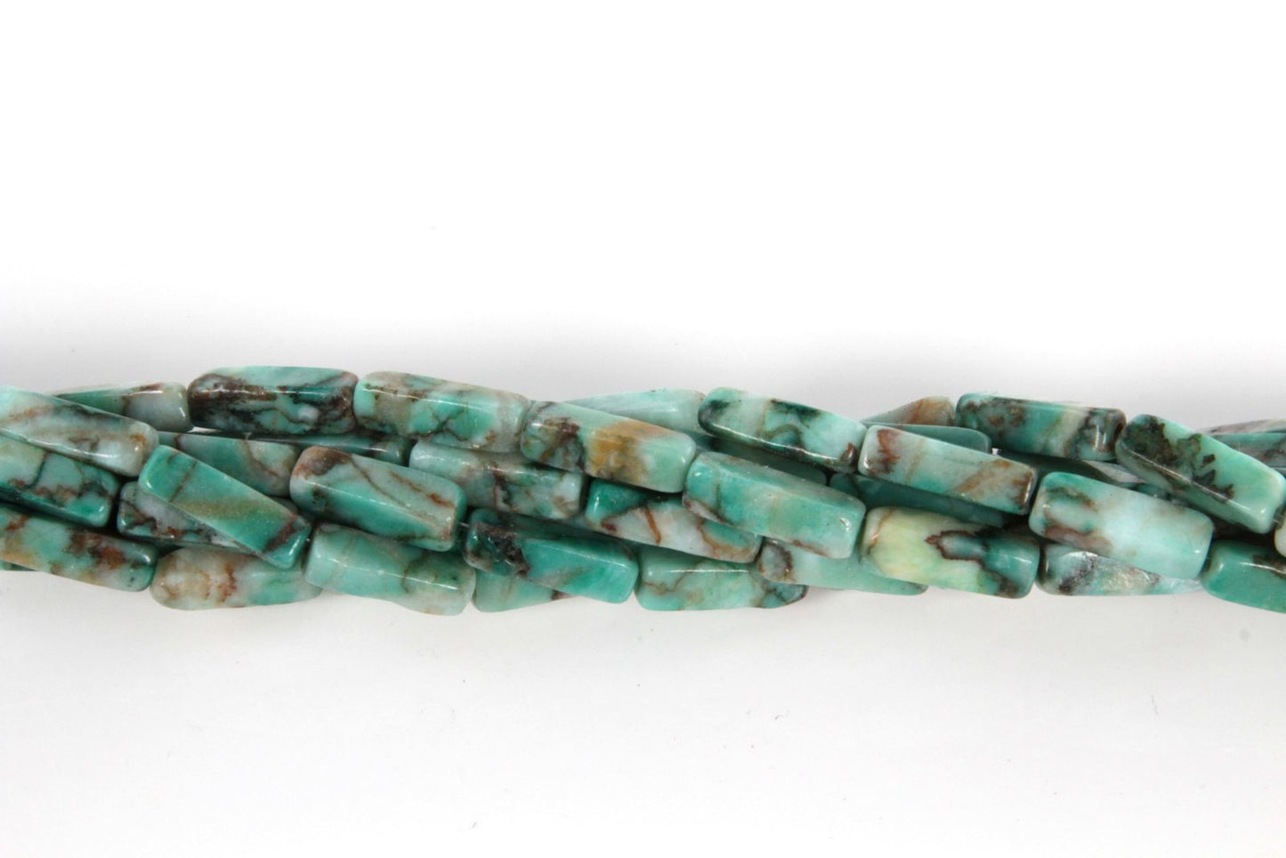 16 inch 4X13mm Dyed Green Turquoise Stone Plain Square Tube Beads