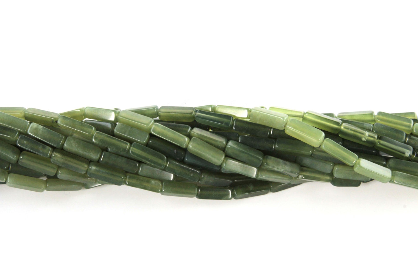 16 inch 4X13mm Olive Serpentine Plain Square Tube Beads