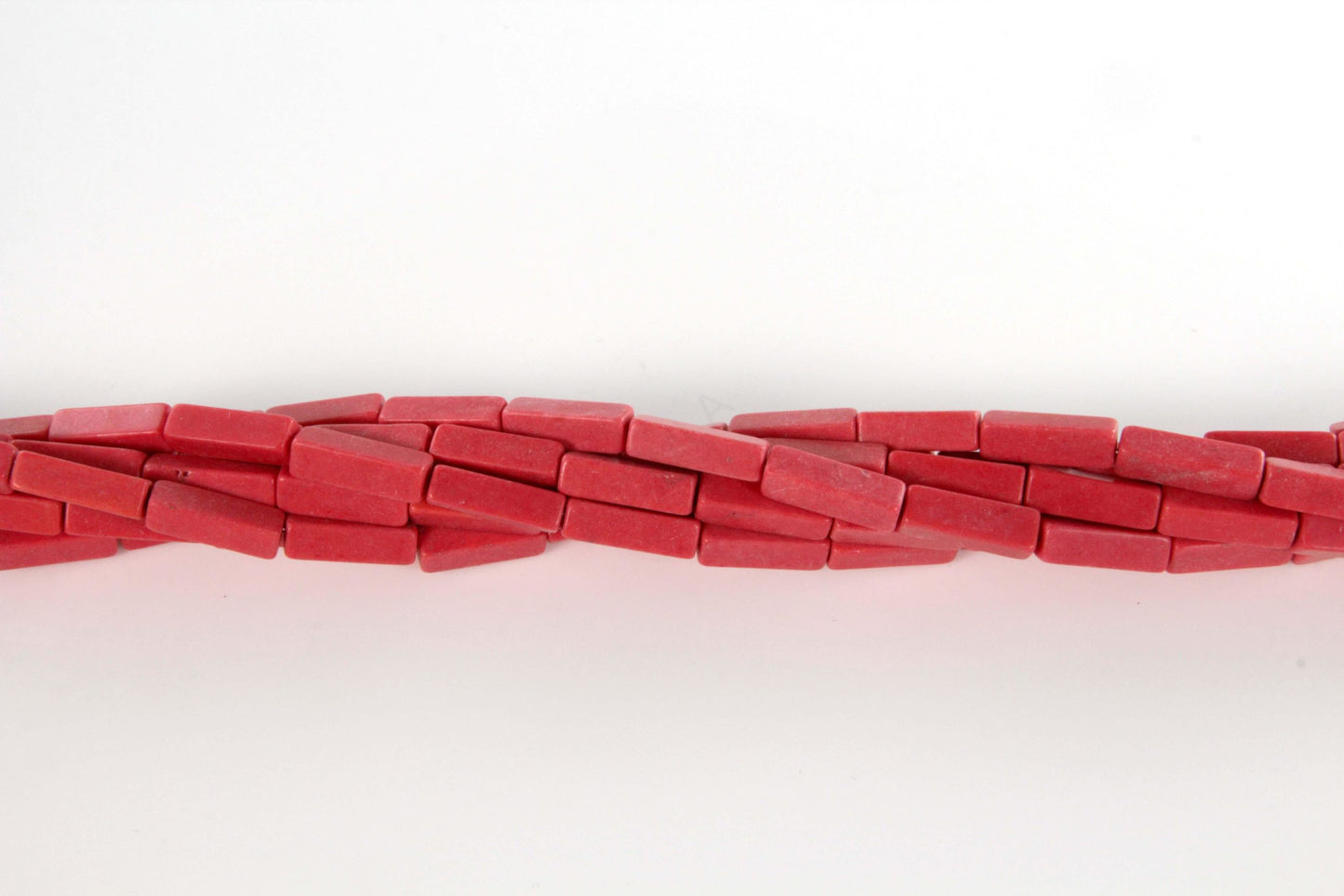 16 inch 4X13mm Synthetic Coral Plain Square Tube Beads