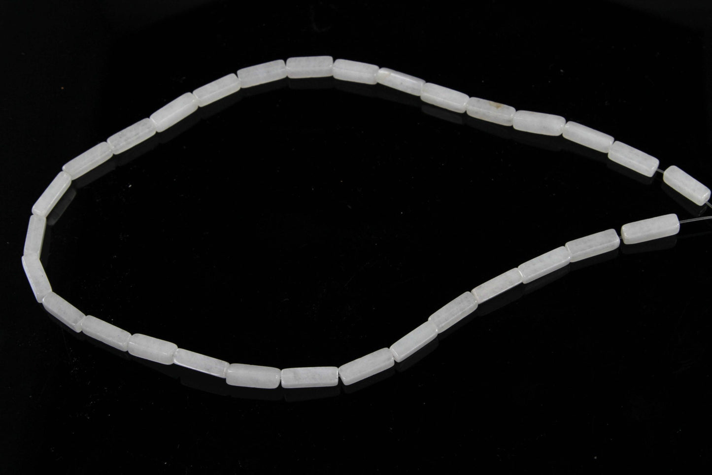 16 inch 4X13mm White Serpentine Plain Square Tube Beads