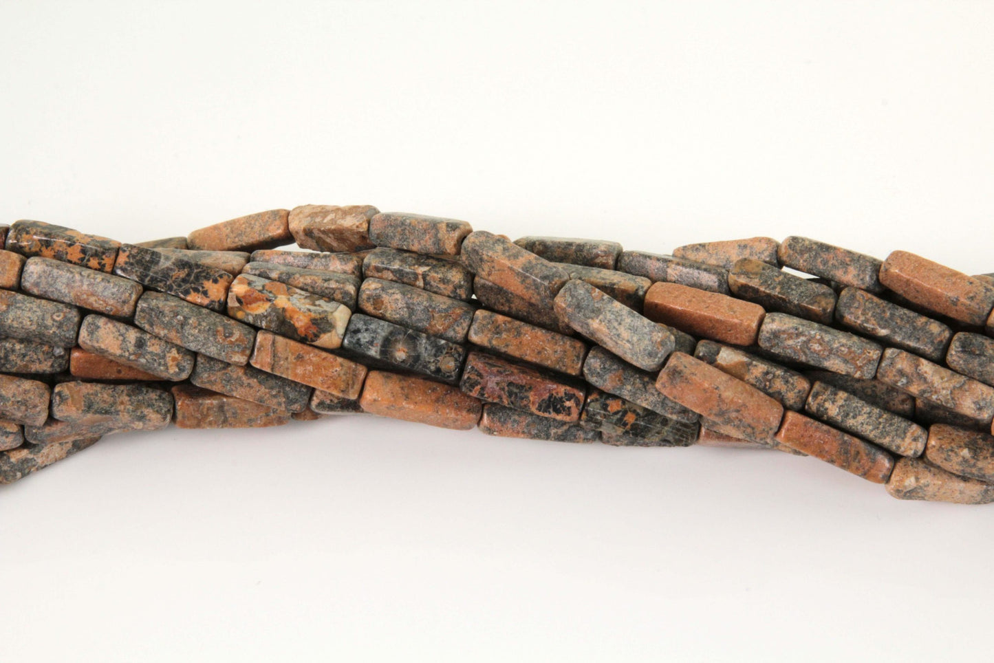 16 inch 4X13mm Leopard Skin Plain Square Tube Beads