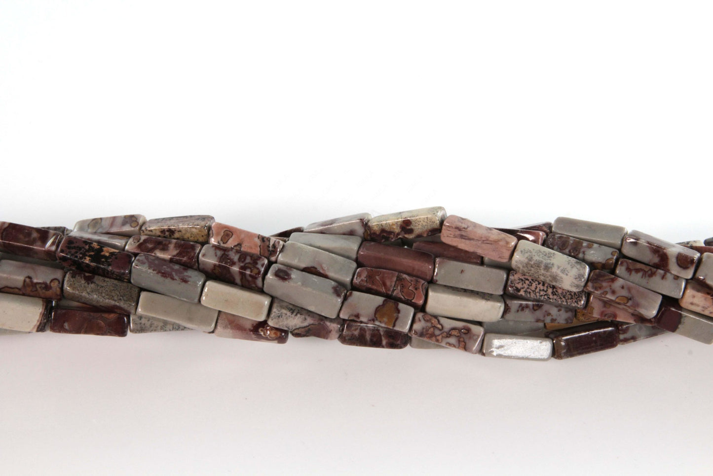16 inch 4X13mm Red Picture Jasper Plain Square Tube Beads