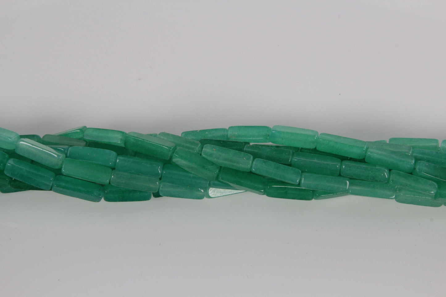 16 inch 4X13mm Emerald Kiwi Quartz Glass Plain Square Tube Beads