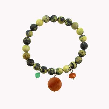 Yellow Turquoise Jasper Round Bracelets