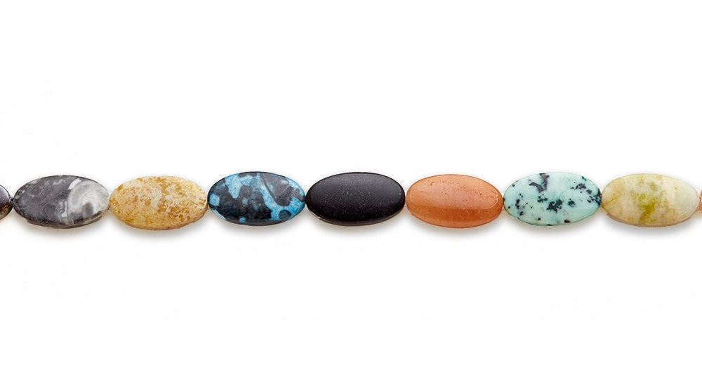 15-16 inch 12X22mm Multi Stone Oval Plain Beads