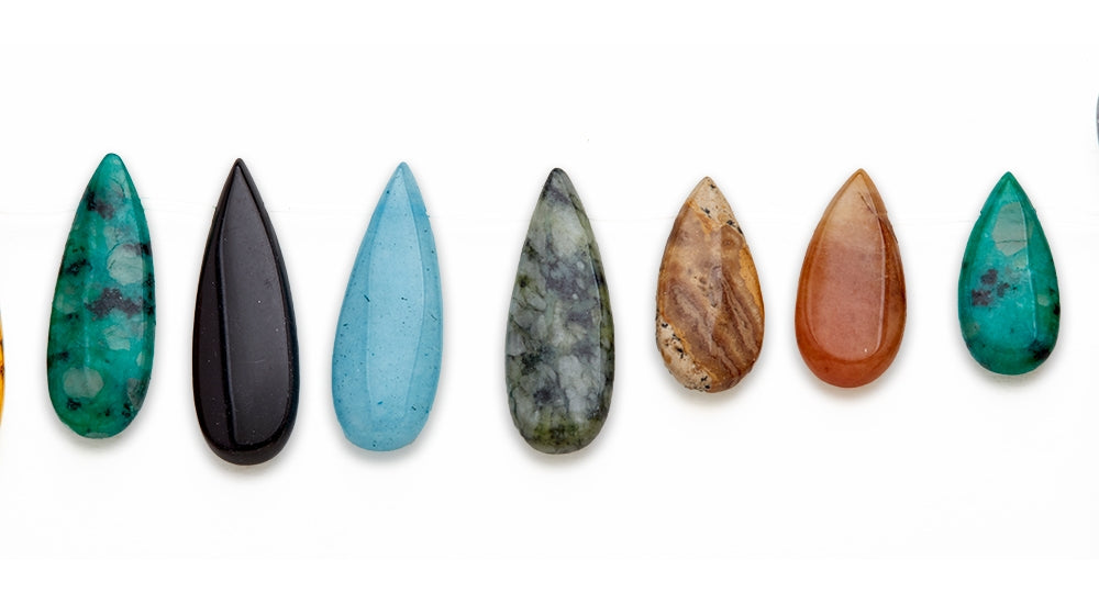 15-16 inch 12X20-12X40mm Multi Stone Flat Drop S/Dr Graduated Beads