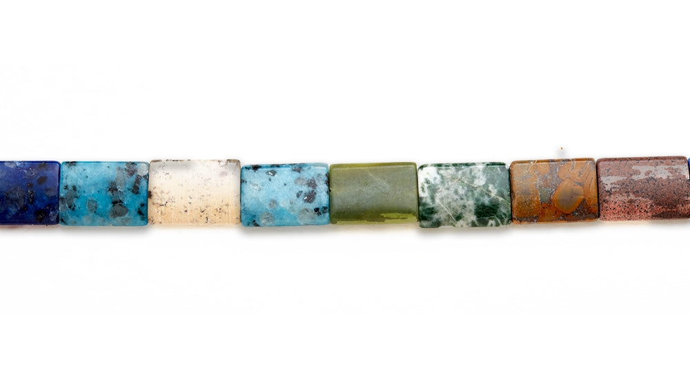 15-16 inch 15X20mm Multi Stone Rectangle Plain Beads