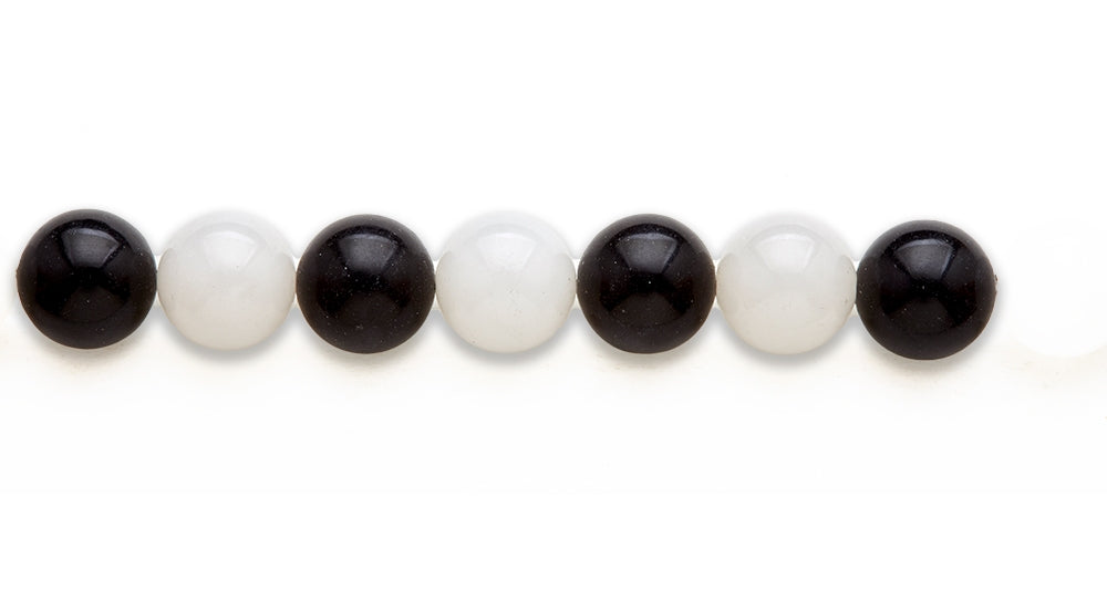 15-16 inch 16mm Blk Jasper/Snow Qtz Round Plain Beads