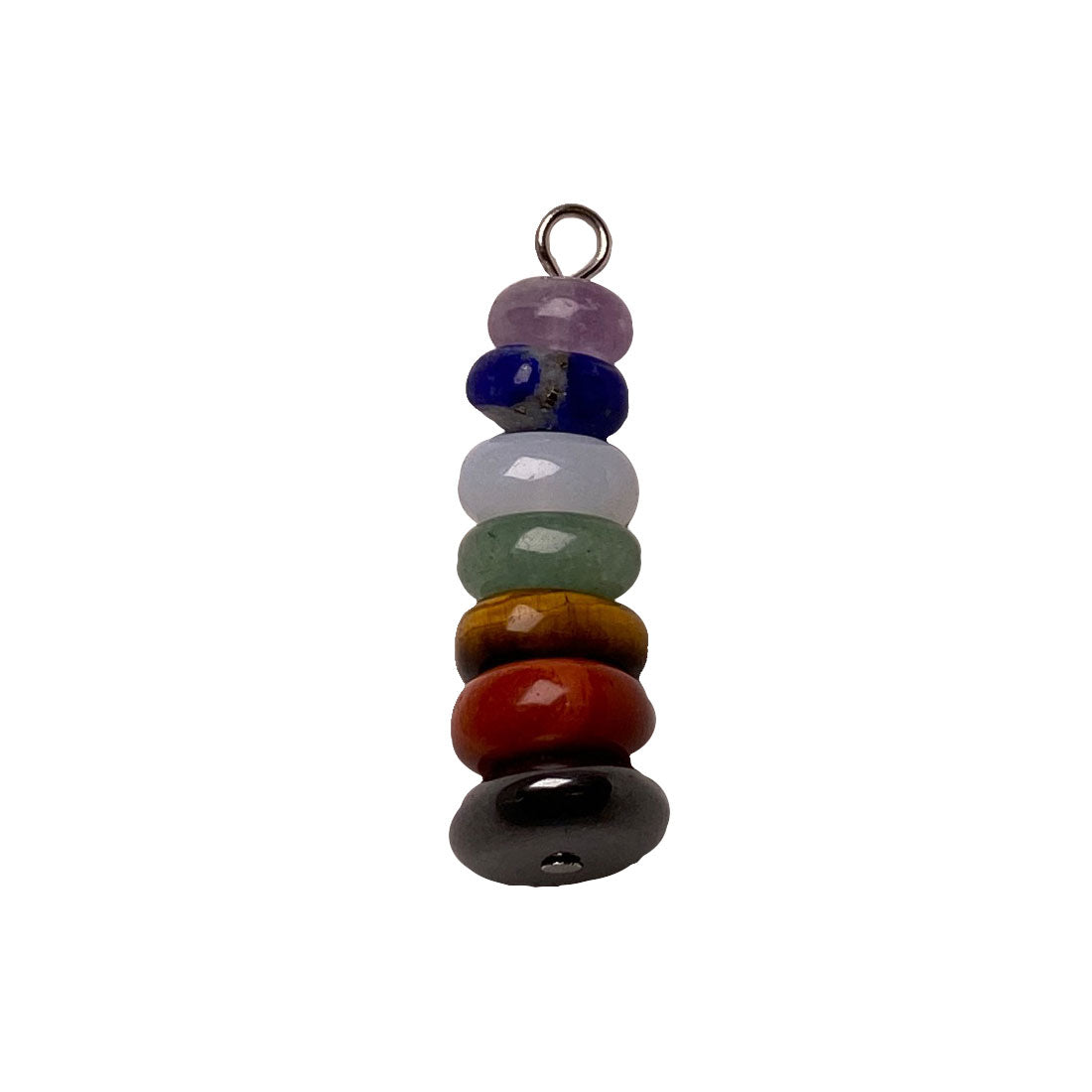 Seven stones of the chakras, stacked nugget pendant