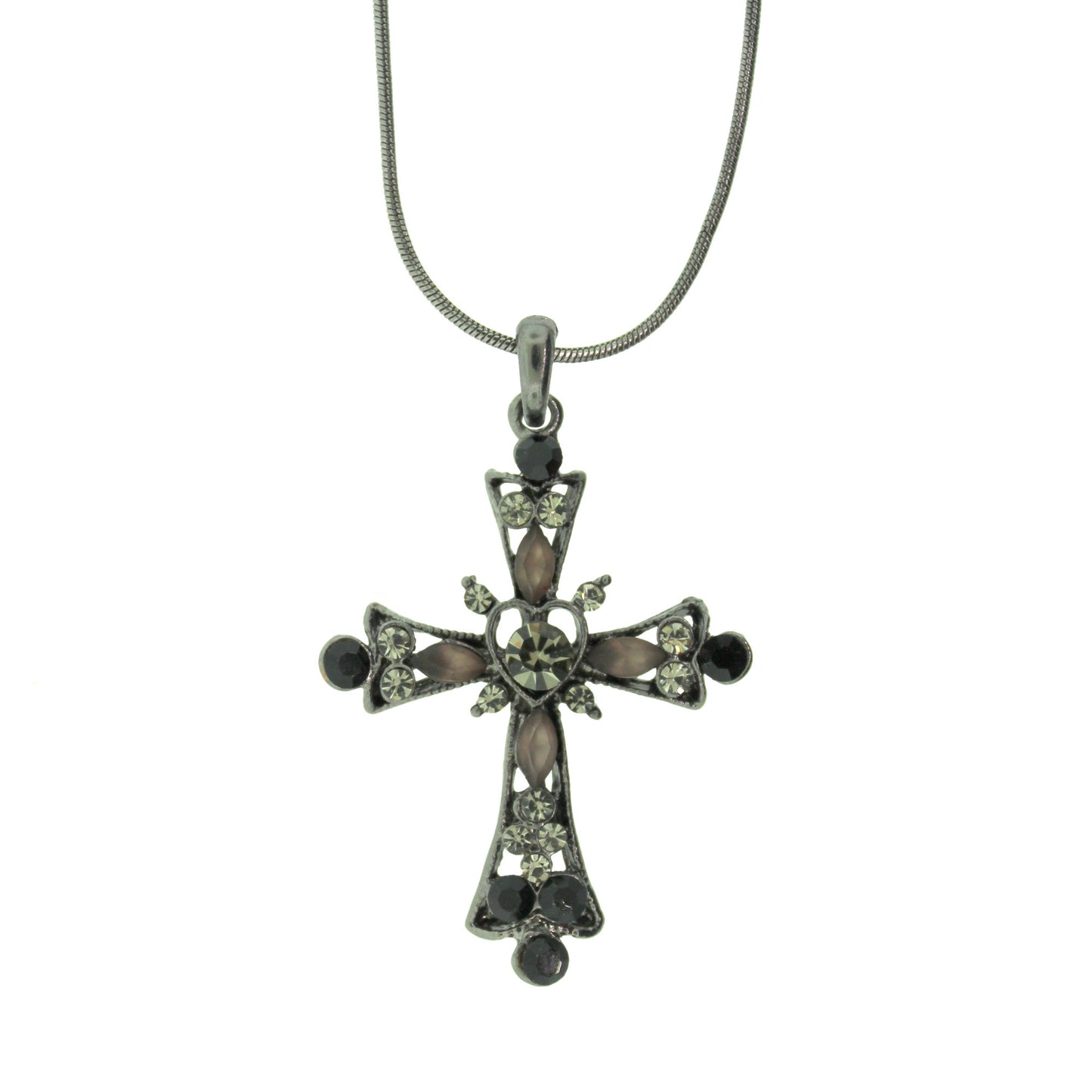 16 inch Zinc Alloy Gun Metal Cross Necklace