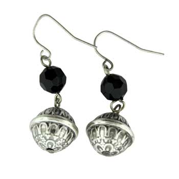 Zinc Alloy Silver Plated Round Earrings