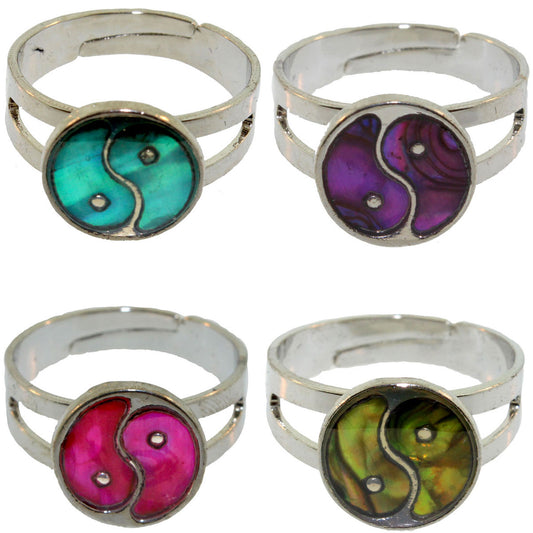 Zinc Alloy Silver Plated Ying Yang Rings