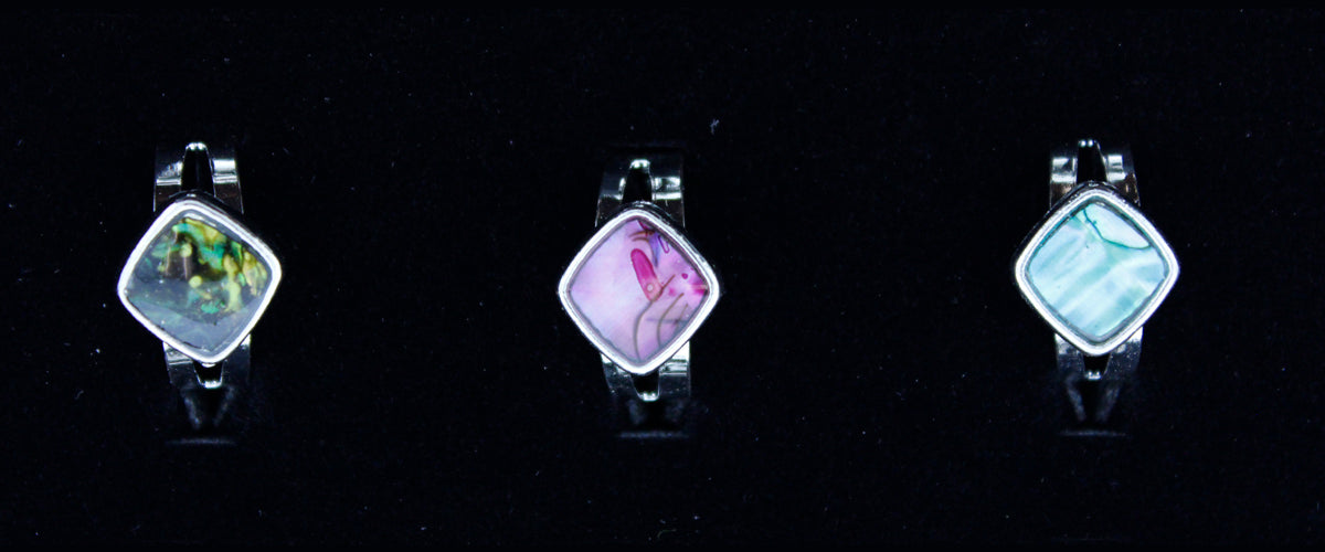 Zinc Alloy Silver Plated Square Rings