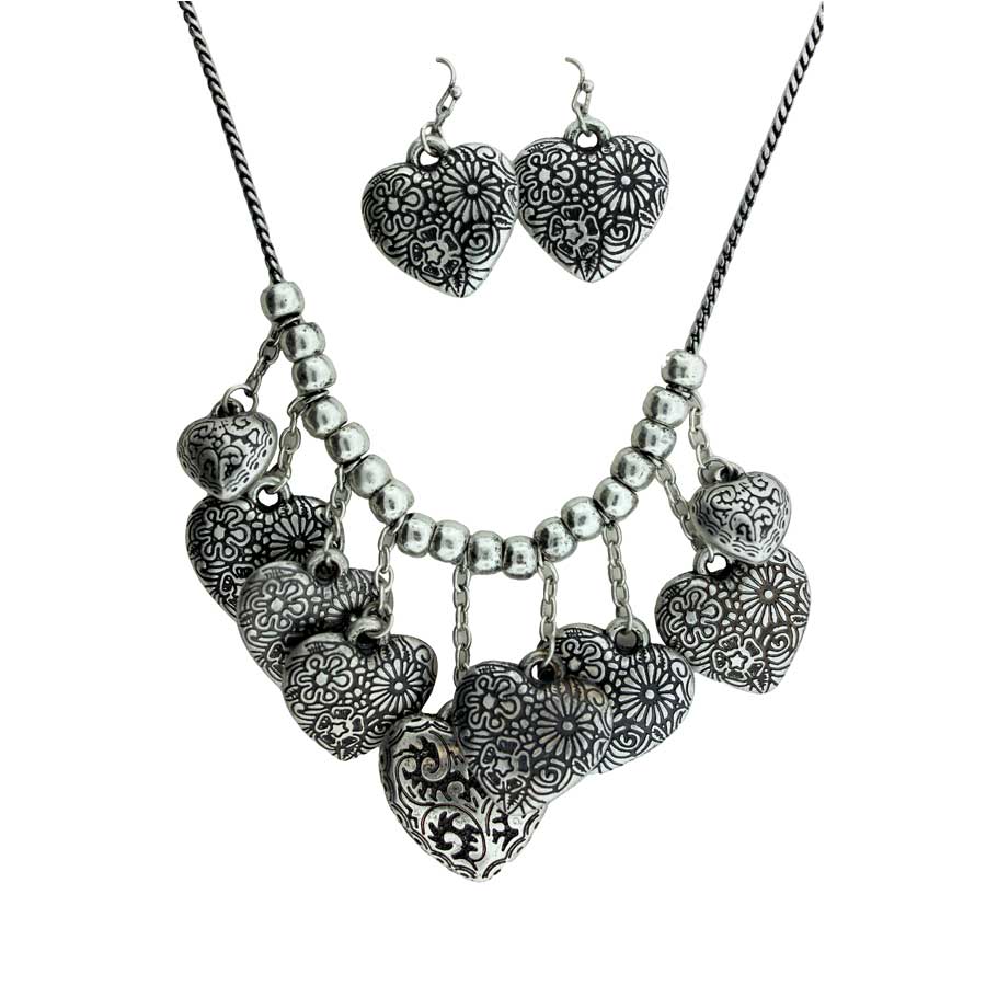 Zinc Alloy Silver Plated Pendants & Earrings set
