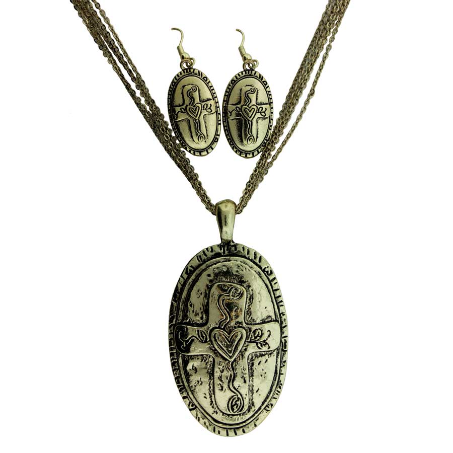 Zinc Alloy Burnished Gold Finish Pendants & Earrings set