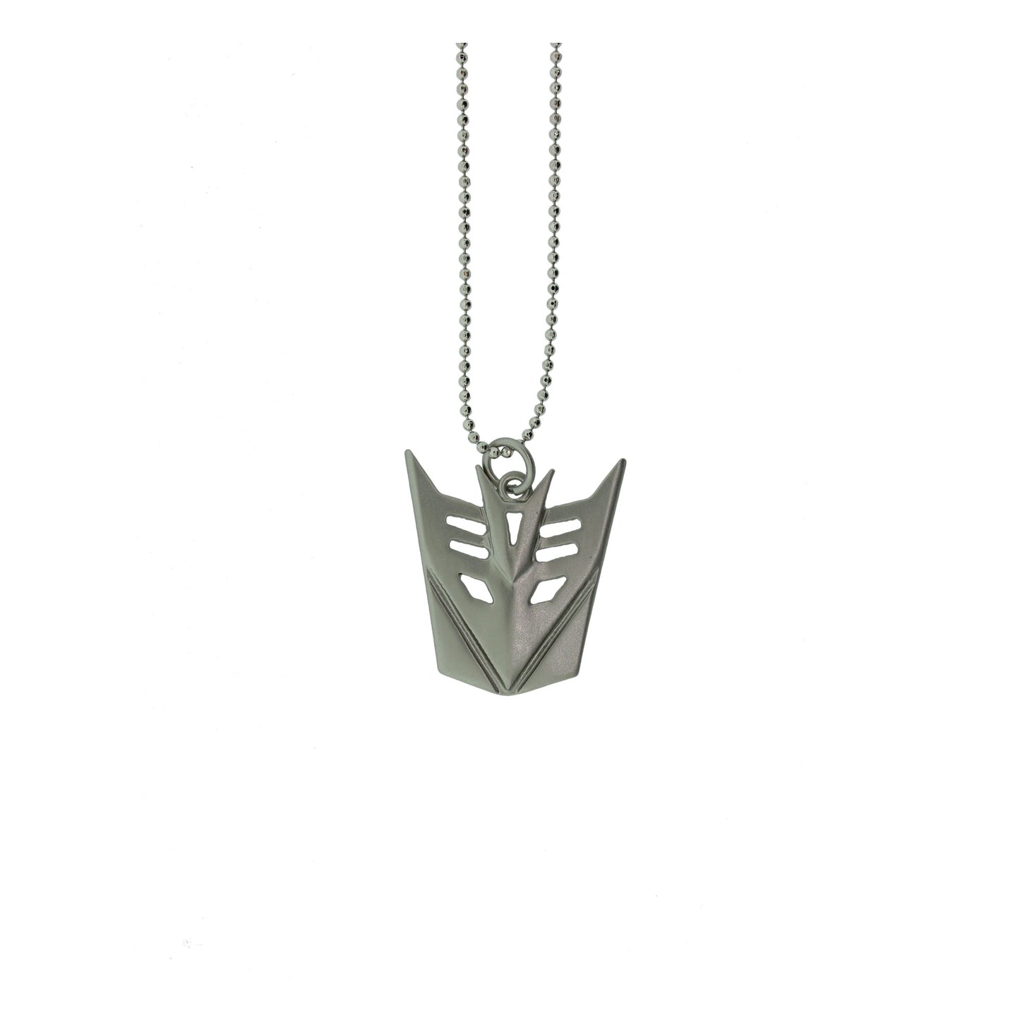 18 inch Zinc Alloy Matt. Rhodium Mask Necklace