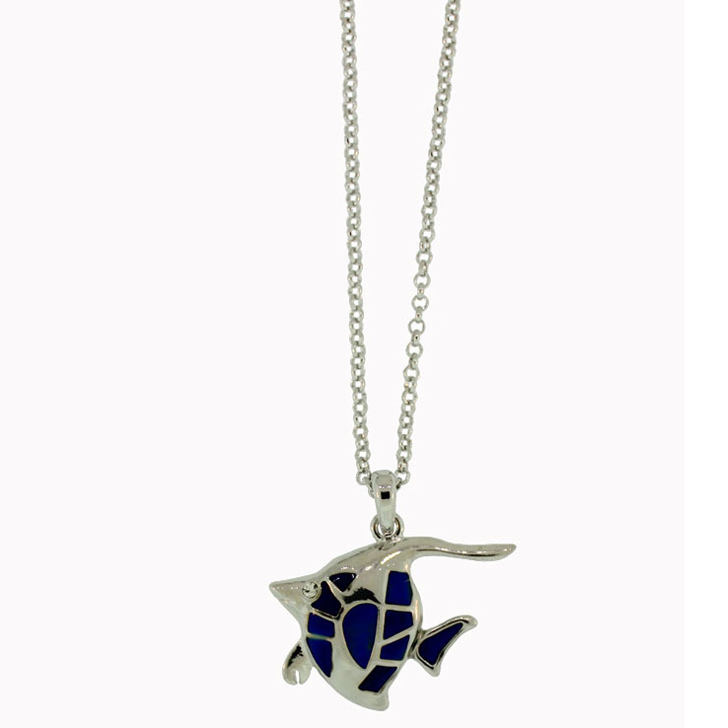 25X30 mm Zinc Alloy Silver Plated Fish Necklace