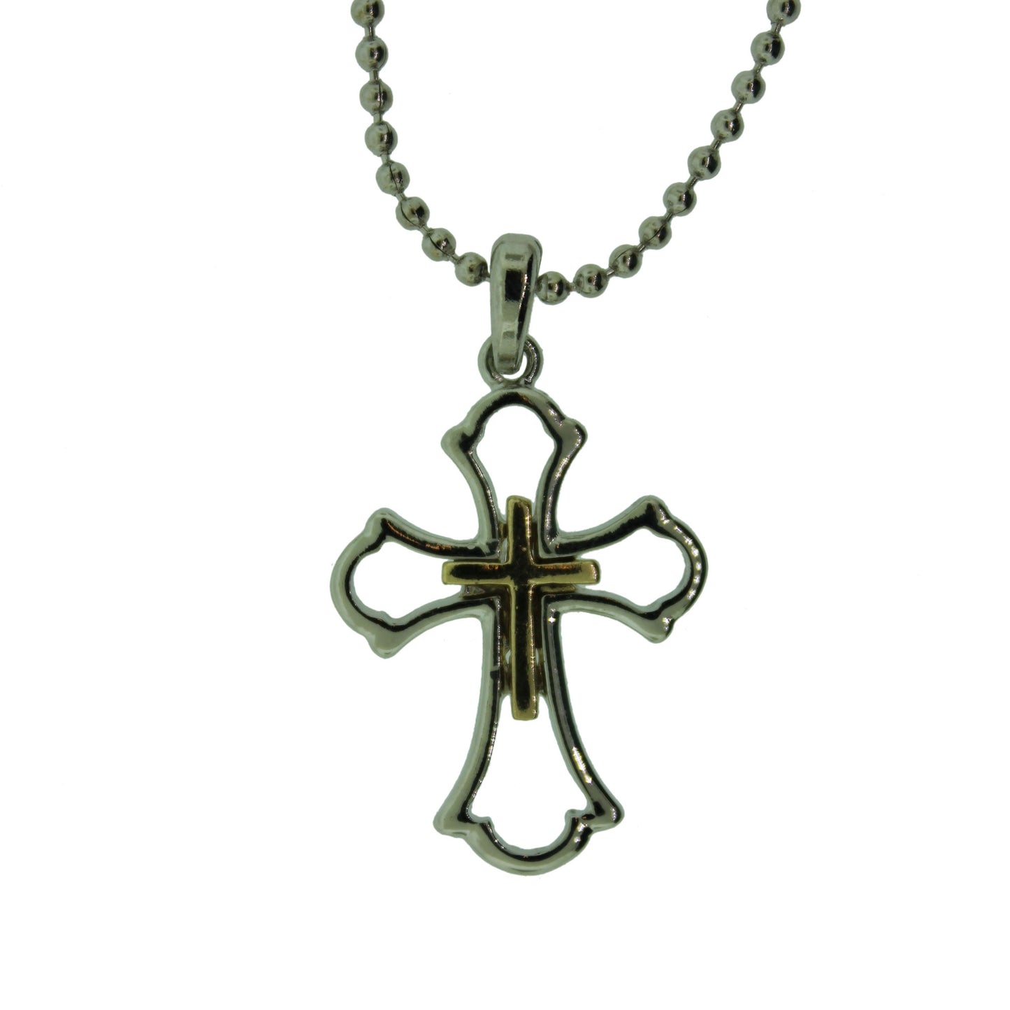 16 inch Zinc Alloy Silver & Gold Plated Cross Necklace
