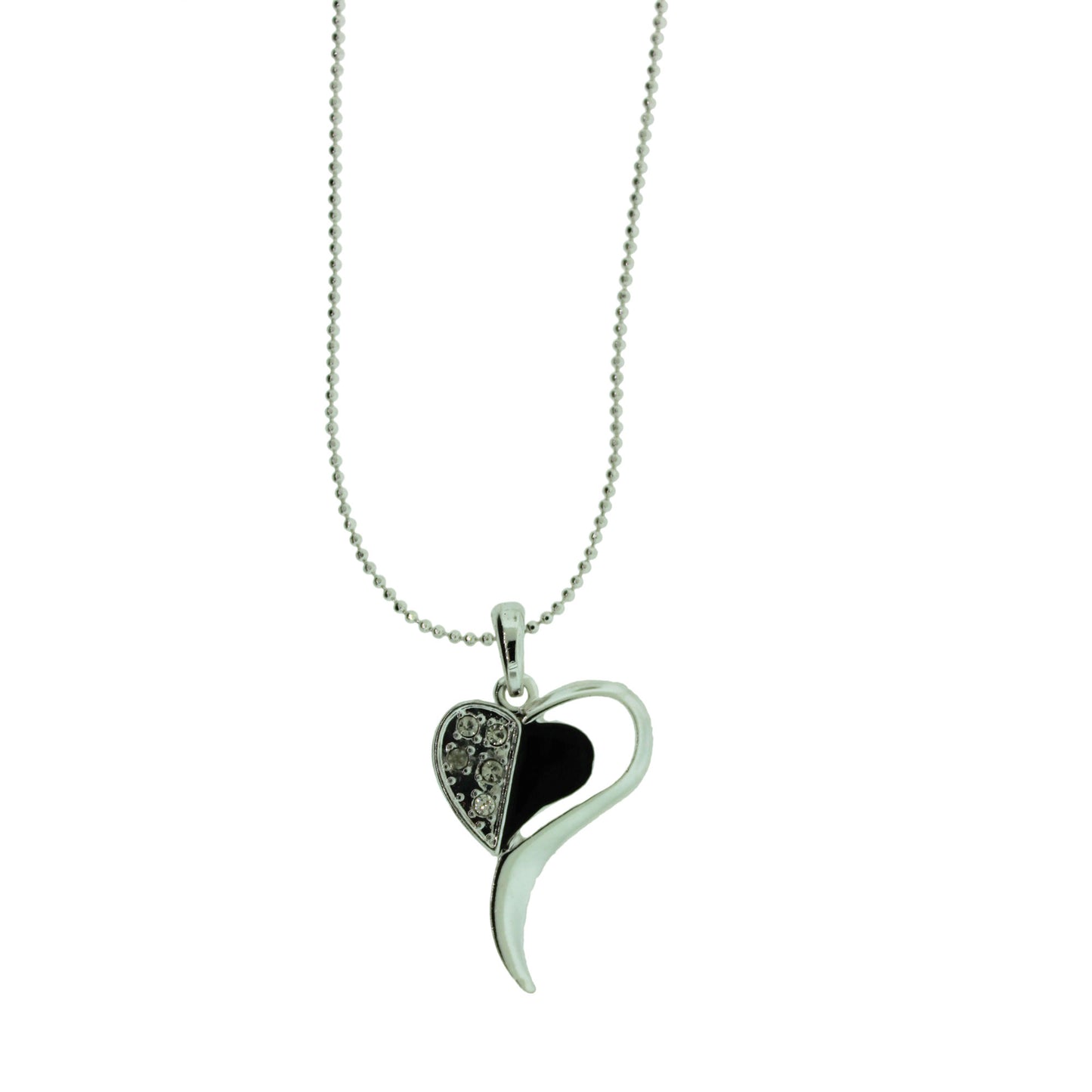 18 inch Zinc Alloy Silver Plated Heart Necklace